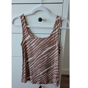 a new day Zebra Stripe Brown and White Tank Top
